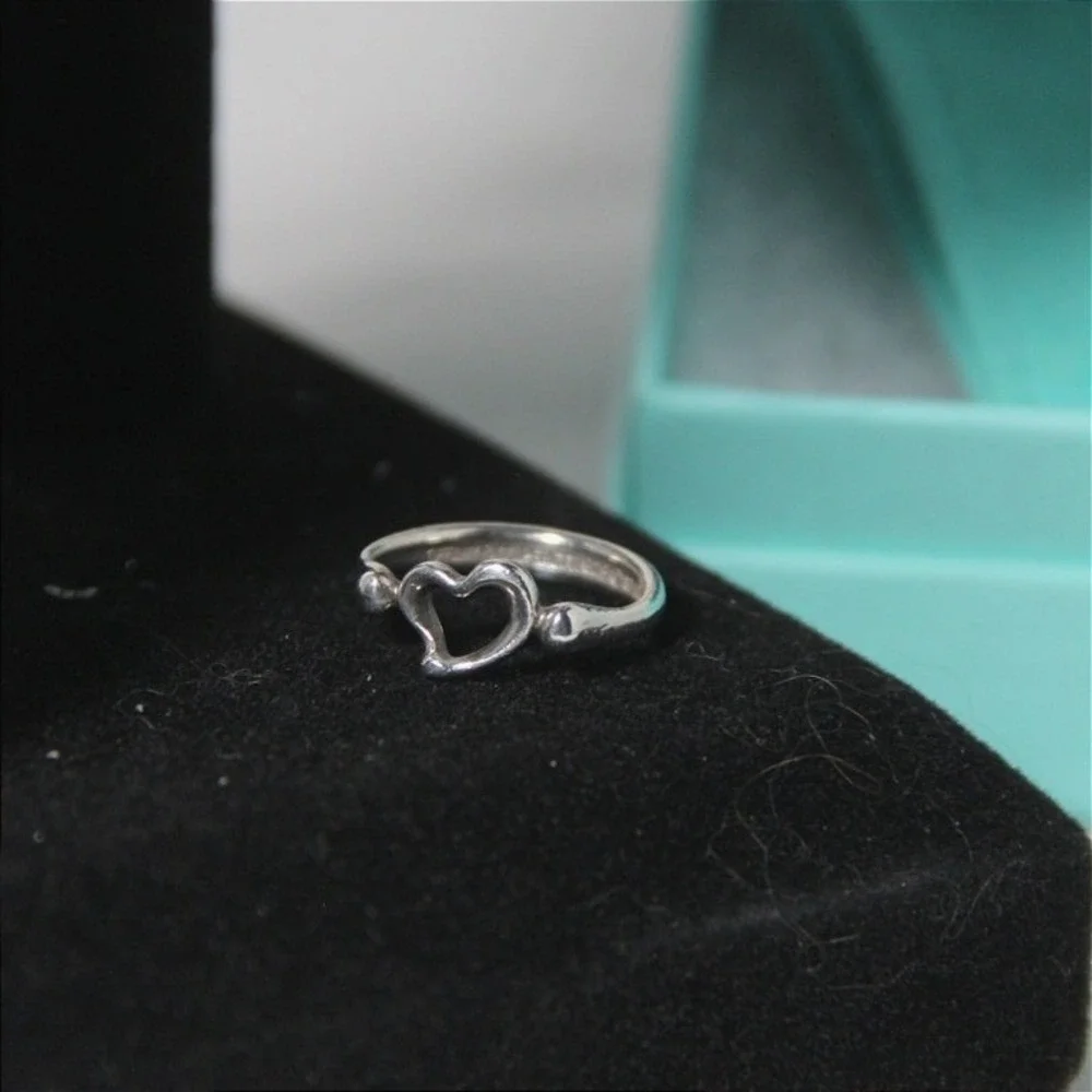 Tiffany & Co Elsa Peretti Open Heart Ring Sterling Silver 925 Size‎ 6.25 Spain
